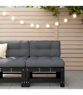 vidaXL Garden Middle Sofa Black Solid Wood Pine