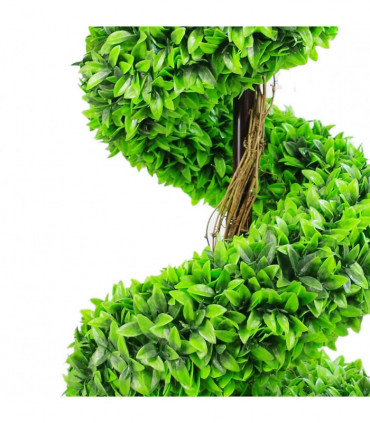 Topiary Trees Large Leaf Spiral 120cm Green Pair with Decorative Planters