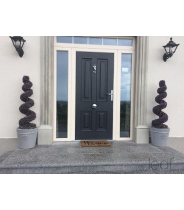 Topiary Trees Large Leaf Spiral 120cm Green Pair with Decorative Planters