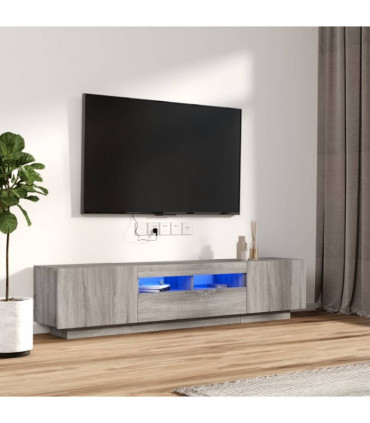 2 Piece TV Cabinet Set with LED Lights Grey Sonoma Engineered Wood
