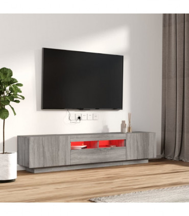 2 Piece TV Cabinet Set with LED Lights Grey Sonoma Engineered Wood