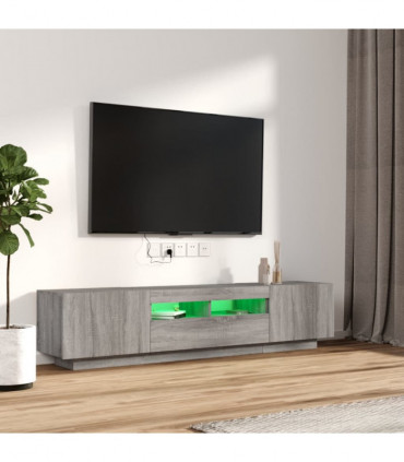 2 Piece TV Cabinet Set with LED Lights Grey Sonoma Engineered Wood