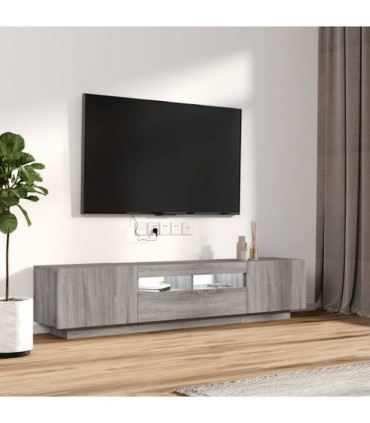2 Piece TV Cabinet Set with LED Lights Grey Sonoma Engineered Wood