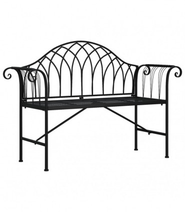 2-Seater Garden Bench 128 cm Black Steel