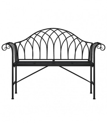 2-Seater Garden Bench 128 cm Black Steel
