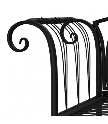 2-Seater Garden Bench 128 cm Black Steel