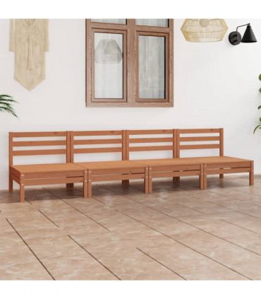 4 Piece Garden Lounge Set Honey Brown Solid Pinewood