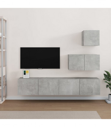 4 Piece TV Cabinet Set Concrete Grey Engineered Wood