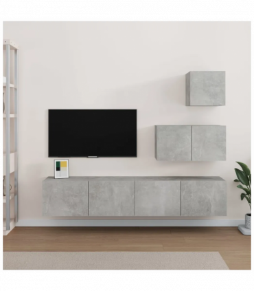 4 Piece TV Cabinet Set Concrete Grey Engineered Wood