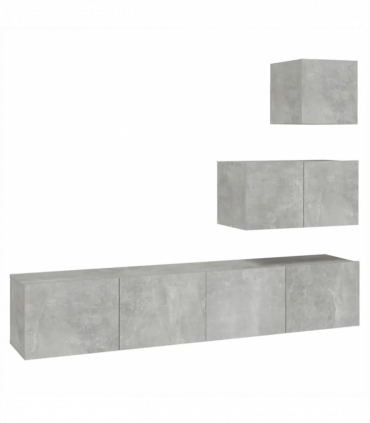 4 Piece TV Cabinet Set Concrete Grey Engineered Wood