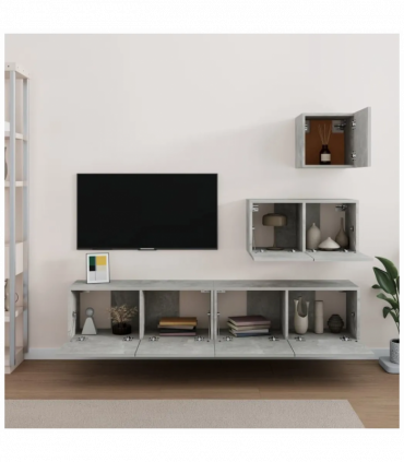 4 Piece TV Cabinet Set Concrete Grey Engineered Wood