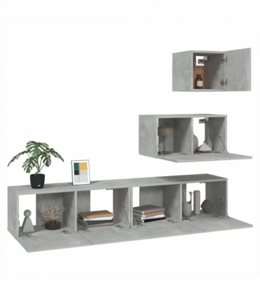 4 Piece TV Cabinet Set Concrete Grey Engineered Wood