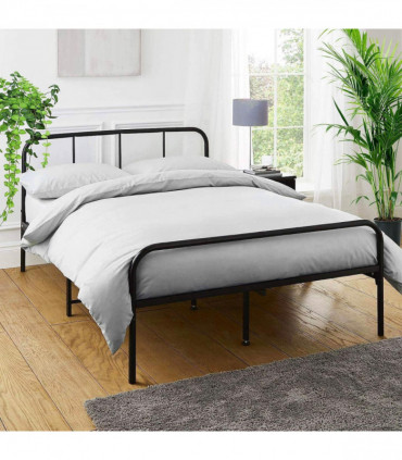Extra Strong Double Metal Bed Frame with Rounded Head and Foot Board In Black - Improved