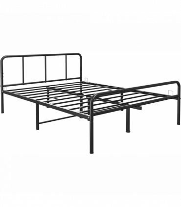 Extra Strong Double Metal Bed Frame with Rounded Head and Foot Board In Black - Improved