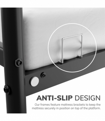 Extra Strong Double Metal Bed Frame with Rounded Head and Foot Board In Black - Improved