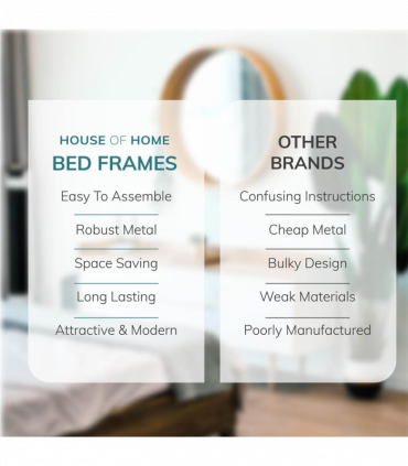 Extra Strong Double Metal Bed Frame with Rounded Head and Foot Board In Black - Improved