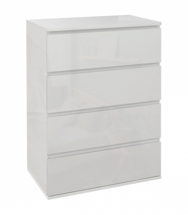 HOMCOM Bedroom Chest of Drawers, High Gloss 4 Drawers Dresser, Drawer Unit
