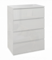 HOMCOM Bedroom Chest of Drawers, High Gloss 4 Drawers Dresser, Drawer Unit