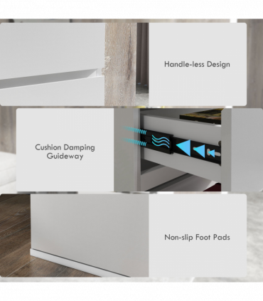 HOMCOM Bedroom Chest of Drawers, High Gloss 4 Drawers Dresser, Drawer Unit