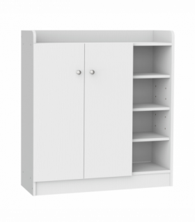 Shoe Storage Cabinet Home 2 Doors w/Adjustable 4 Shelves White