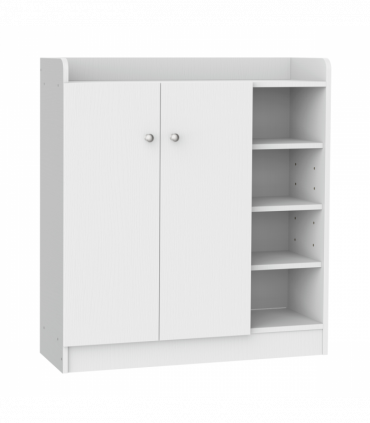 Shoe Storage Cabinet Home 2 Doors w/Adjustable 4 Shelves White