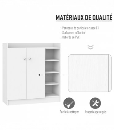 Shoe Storage Cabinet Home 2 Doors w/Adjustable 4 Shelves White
