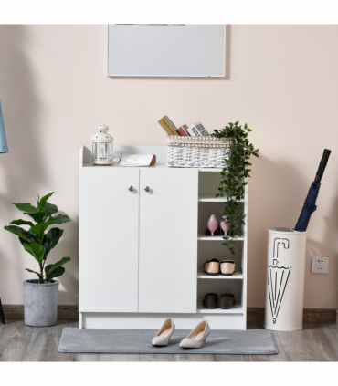 Shoe Storage Cabinet Home 2 Doors w/Adjustable 4 Shelves White