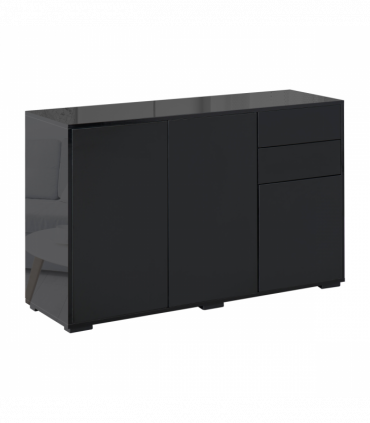 Side Cabinet with 2 Door Cabinet and 2 Drawer for Home Office Black