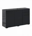 Side Cabinet with 2 Door Cabinet and 2 Drawer for Home Office Black