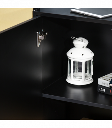 Side Cabinet with 2 Door Cabinet and 2 Drawer for Home Office Black