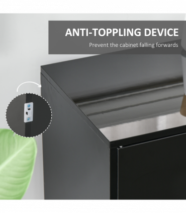 Side Cabinet with 2 Door Cabinet and 2 Drawer for Home Office Black