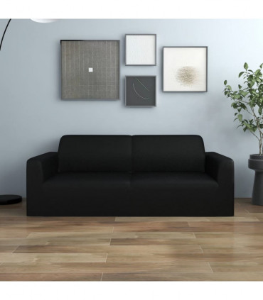 vidaXL 2-Seater Stretch Couch Slipcover Black Polyester Jersey