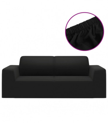 vidaXL 2-Seater Stretch Couch Slipcover Black Polyester Jersey