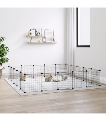 vidaXL 20-Panel Pet Cage with Door Black 35x35 cm Steel