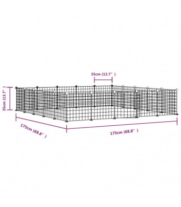 vidaXL 20-Panel Pet Cage with Door Black 35x35 cm Steel