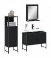 vidaXL 3 Piece Bathroom Cabinet Set Black Engineered Wood