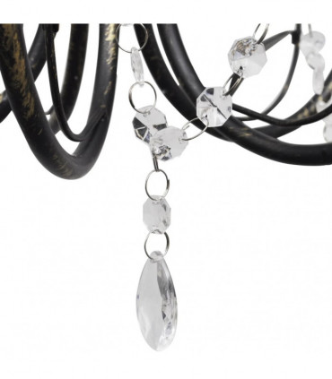 vidaXL Art Nouveau Style Black Chandelier Crystal Beads 3xE14 Bulbs