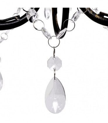 vidaXL Art Nouveau Style Black Chandelier Crystal Beads 3xE14 Bulbs