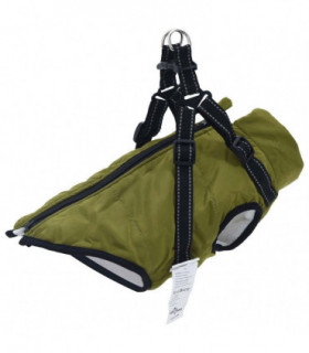vidaXL Dog Coat with Harness Waterproof Reflective Army Green 2XL