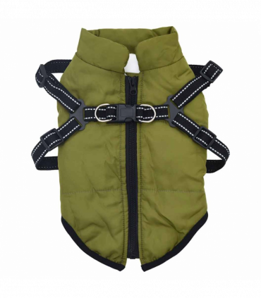vidaXL Dog Coat with Harness Waterproof Reflective Army Green 2XL