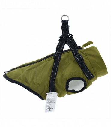 vidaXL Dog Coat with Harness Waterproof Reflective Army Green 2XL
