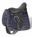 Horse Riding Saddle Set 16" Real Leather Black 14 cm 5-in-1