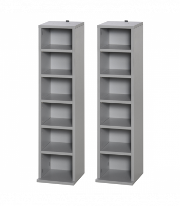 Set of 2 CD Media Display Shelf Unit Tower Rack w/ Adjustable Shelves Grey