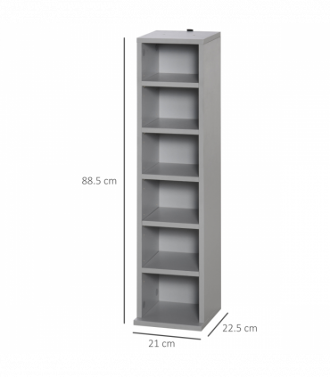 Set of 2 CD Media Display Shelf Unit Tower Rack w/ Adjustable Shelves Grey