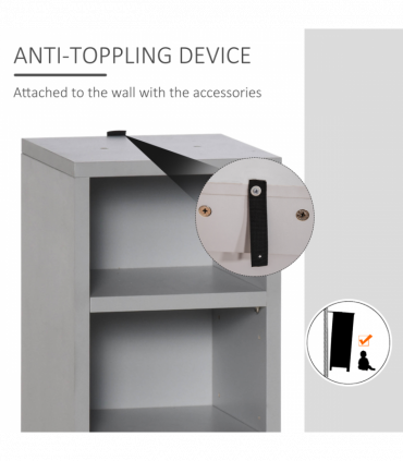 Set of 2 CD Media Display Shelf Unit Tower Rack w/ Adjustable Shelves Grey