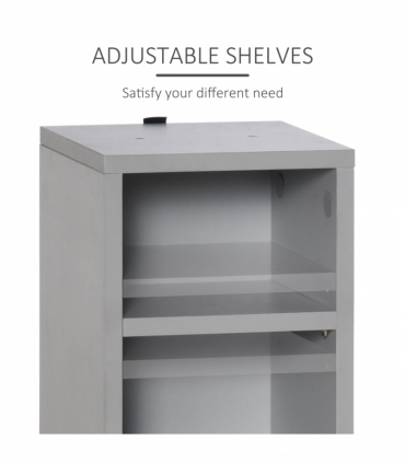 Set of 2 CD Media Display Shelf Unit Tower Rack w/ Adjustable Shelves Grey