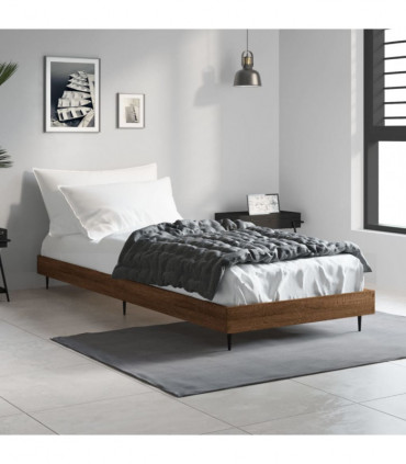 vidaXL Bed Frame Brown Oak 75x190 cm Small Single Engineered Wood
