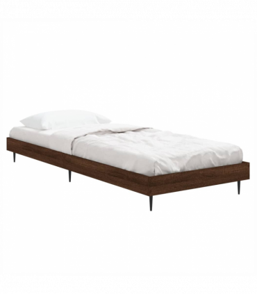vidaXL Bed Frame Brown Oak 75x190 cm Small Single Engineered Wood