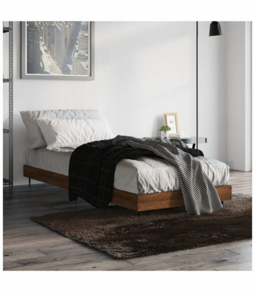 vidaXL Bed Frame Brown Oak 75x190 cm Small Single Engineered Wood