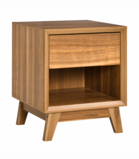 Bedside Table MDF Walnut brown 50H x 40W x 40Dcm Night Stand Drawer Shelf